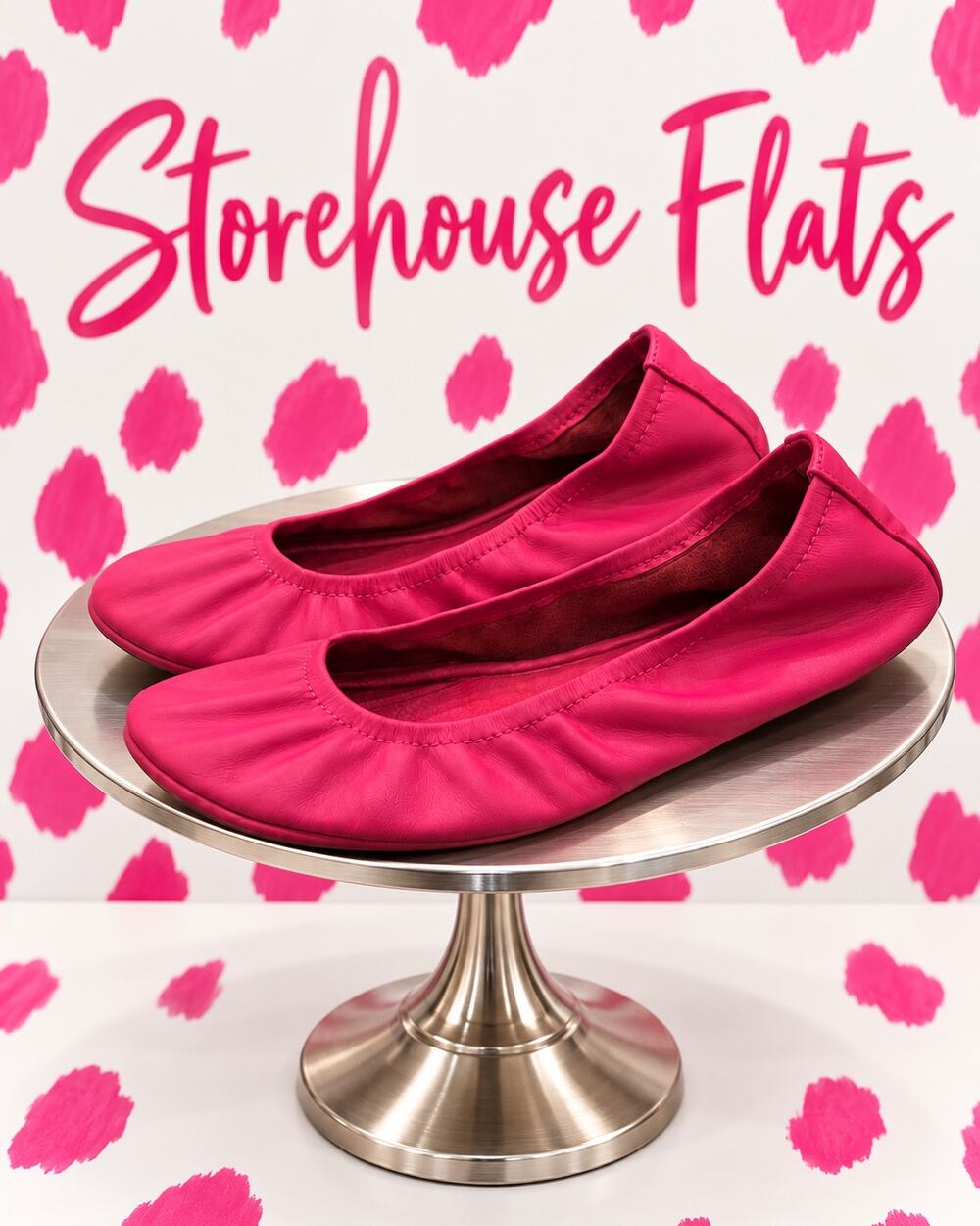 The Storehouse Flats Hot Pink Leather Foldable Ballet Flats Women’s Size 9